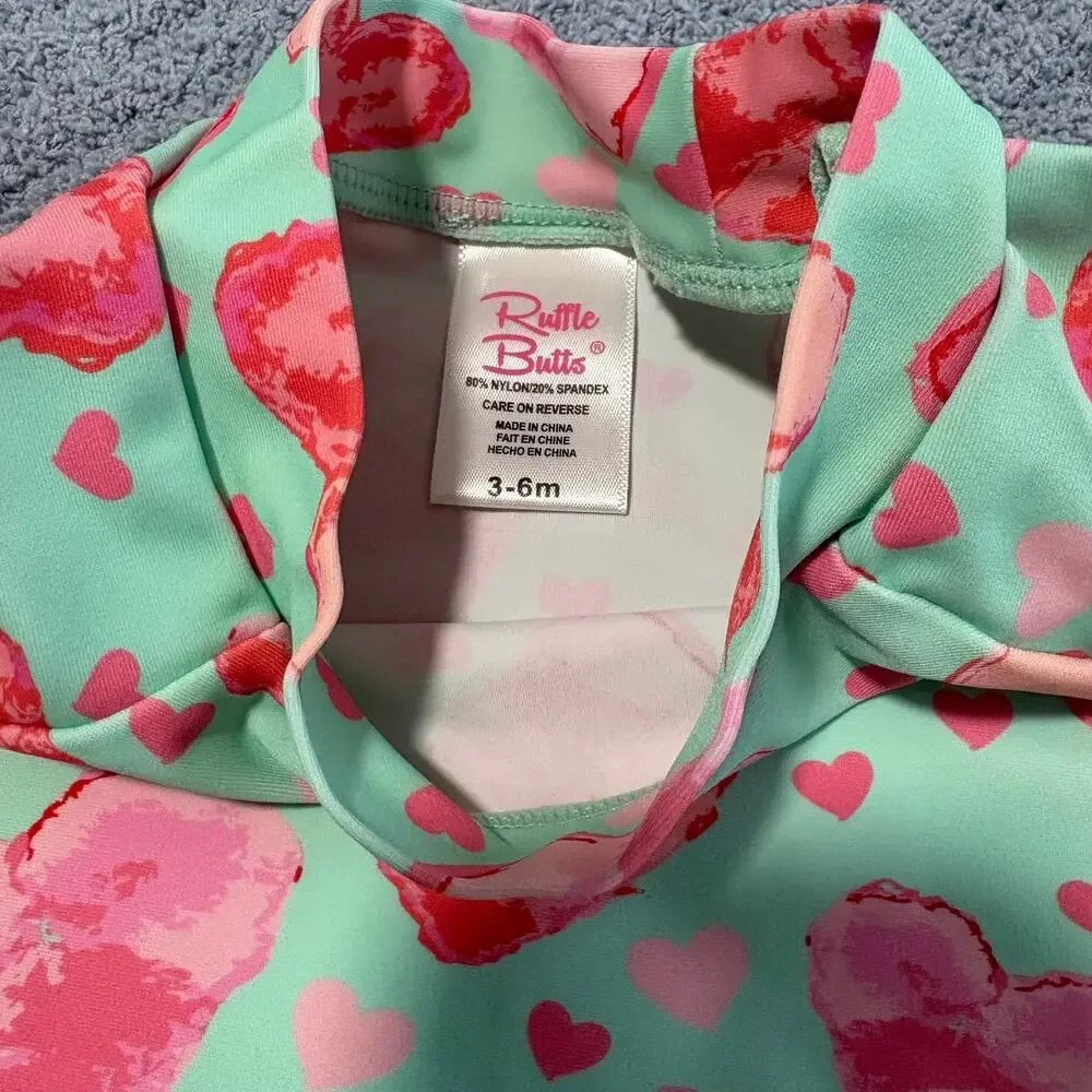 Ruffle Butts-Baby Girl-Little Love-Heart Print/Bikni/Swimsuite-3-6m-Nylon